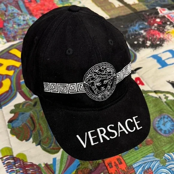 Versace Black Medusa Logo Hat